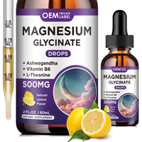 Complément Liquide de Glycinate de Magnésium OEM 500mg avec Fibres de Cellulose, Bromélaïne, Vitamine et Zinc en Gouttes pour Adultes – Améliore la Mémoire et le Sommeil