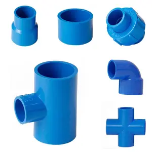 Fitting pipa produk kelas mebel populer untuk pemasok air DIN konektor pipa standar fitting pipa pvc warna biru putih abu-abu