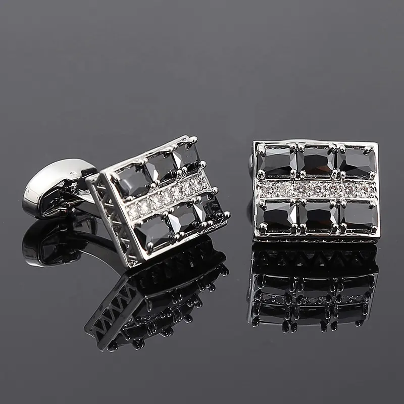 Gold-plated light luxury crystal zircon cufflinks cuff studs Formal men's French shirt cuff cuff studs