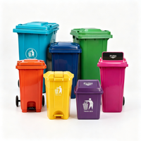 Poubelle à pédale en plastique personnalisable 50L/70L/100L/120L/240L/360L/660L/1100L avec roues et pédale