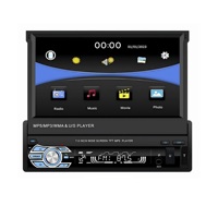 Lecteur MP5 pour voiture 7 pouces, simple DIN, rétractable manuellement, écran tactile capacitif, AUX, carte TF, USB, avec Carplay