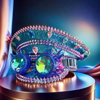 Chapeau Steampunk à Paillettes et Clous avec Lunettes de Protection et Strass pour Festival Burning Man, Vente en Gros, MOQ 3