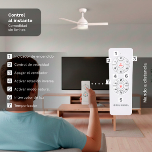 Grunkel Ceiling Fan 42 Inch White Wood Blades Led Light Remote <b>Control</b> Indoor Use - Product Image 6
