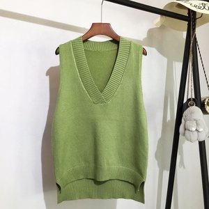 <span class=keywords><strong>Gilet</strong></span> en tricot col en V pour <span class=keywords><strong>femme</strong></span>, nouveau style automne-hiver, ample et polyvalent, sans manches, avec longue tissure - Product Image 2