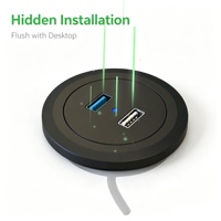 Stopkontak Pintar Terpasang Dalam dengan Pengisi Daya Nirkabel PD USB-A, Stopkontak AC, Material ABS untuk Desain Meja, Kabinet, Sofa, Bar, OEM
