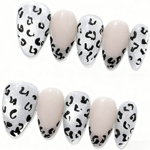 Uñas Postizas Francesas con Diamantes Hechas a Mano, Uñas Artificiales de Longitud Media en Forma de Almendra, Pegamento de Larga Duración para Chicas y Mujeres - Product Image 3