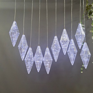 Vente en gros acrylique lumineux 10 têtes losange cristal sable lustre lumière chaude pendentif plafond pour accessoires <span class=keywords><strong>de</strong></span> mariage fête <span class=keywords><strong>de</strong></span> noël - Product Image 4