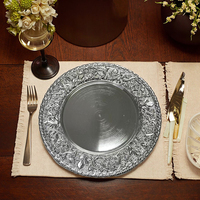Assiettes de Présentation Élégantes 13 Pouces en PP/PS Durables et Personnalisables – Dorées, Haute Qualité, Design Classique pour Mariages et Réceptions