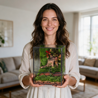 Terrarium de mousse stabilisée, mini paysage artistique dans une boîte en acrylique, mousse séchée naturelle, ornement de bureau, vente en gros, décoration de table pour la maison et le bureau