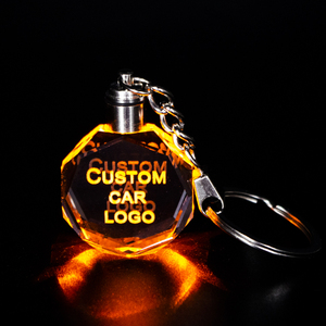 Giá rẻ bán buôn K9 trống rõ ràng Tinh thể thủy tinh móc khóa tùy chỉnh 3D khắc Laser LED ánh sáng pha lê xe logo Keychain - Product Image 6