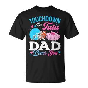 Camiseta familiar para revelación del género de un bebé, con la frase Touchdown Or Tutu Dad Loves You - Product Image 1