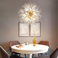 Luminaire Suspendu Créatif en Cristal Doré/Chromé, Style Moderne et Luxueux, pour Restaurant ou Chambre, Modèle Pissenlit Nordique