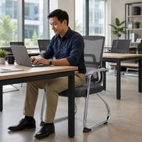 Chaise de bureau ergonomique exécutive pour visiteurs, en maille, avec support lombaire séparé, pour conférence et réunion