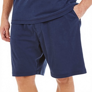 Shorts Bermuda en Jersey de Coton Bleu Marine pour Homme, Taille Élastique, Couleur Unie Décontractée avec Poches Latérales, Respirant, Tricoté, Idéal pour la Gym - Product Image 2