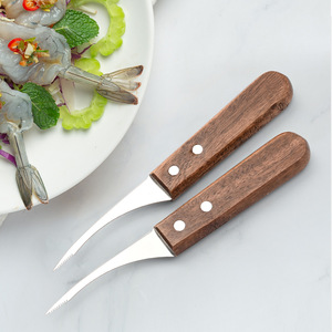 Éplucheur de crevettes Yangjiang en acier inoxydable avec manche en bois, outil de cuisine 3 en 1 pour nettoyer et ouvrir les crevettes - Product Image 1