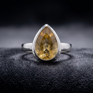 Anillo de Plata de Ley 925 con Piedra Preciosa de Citrino Natural, Corte Pera, Plateado, Clásico, Moderno, Anillo de Regalo de Boda para Hombre y Mujer - Product Image 3
