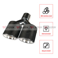 Embout d'échappement en fibre de carbone mat bouclé à double sortie personnalisé avec embouts de silencieux à bouche en corne Chrome SUS304 Embouts de tuyau d'échappement