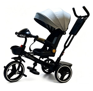 Tricycle de luxe 4-en-1 pour enfants avec guidon pliable, musique Bluetooth, lumière et roues anti-explosion USB – Vélo premium pour tout-petits - Product Image 2