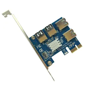 1to 4 PCI-E Splitter Adapter 1 Turn 4 PCI-Express Slot 1x zu 16x USB 3.0 Special Riser Card PCIe Converter