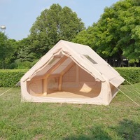 Tente de camping gonflable légère et portable 4 saisons en Oxford imperméable avec double porte et grands hublots, installation rapide et automatique
