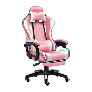 Fauteuil de Gamer Inclinable Coloré en Cuir Rose, Chaise de Course Predator RGB avec Lumières et Haut-parleurs, Fonction Massage - Product Image 3