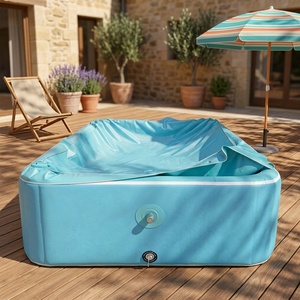 <span class=keywords><strong>Piscine</strong></span> gonflable InflaToGo en PVC de 15 cm d'épaisseur <span class=keywords><strong>avec</strong></span> installation facile et filtre à sable pour utilisation en jardin - Product Image 2