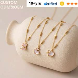 Kalung CAIOOCHE Personalisasi Liontin Enamel Bentuk Hewan Rubah Kelinci Domba Kalung Berlapis Emas Desain Kustom Pabrik - Product Image 1