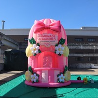 Zhenmei Stand de limonade gonflable rose de 14 pieds, couramment utilisé pour les promotions commerciales lors d'événements en plein air, de fêtes ou de salons professionnels