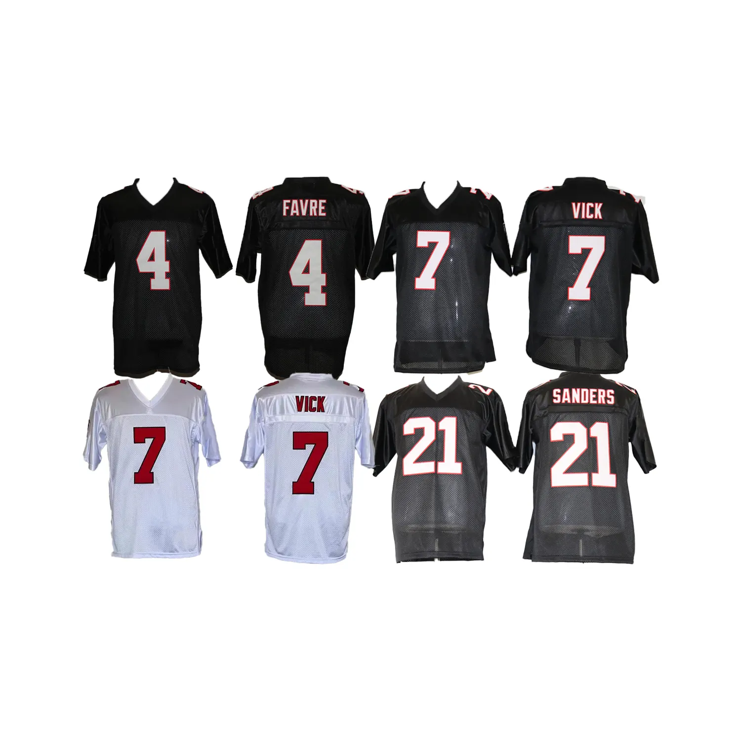 Gestikte Amerikaanse Voetbalshirts Atlanta Retro Voetbalshirt 4 Favre 7 Vick 21 Sanders