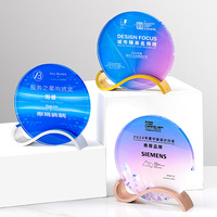 Trophée personnalisé en acrylique rond avec base en métal, logo gravé, cadeau de reconnaissance d'entreprise