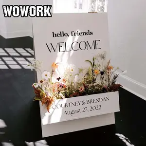 웨딩 파티 이벤트 장식용 WOWORK 도매 금속 꽃 꽃 환영 보드 스탠드