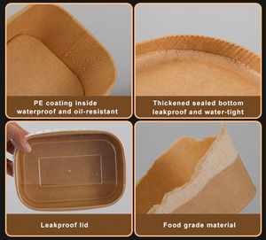 Sinh thái thân thiện phân hủy sinh học tùy chỉnh in dùng một lần Takeaway <span class=keywords><strong>container</strong></span> thực phẩm Kraft salad giấy bát với nắp đậy rõ ràng - Product Image 6