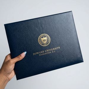 Wholesale Premium Black Leatherette Diploma Cover with Gold Stamping Logo A4 Certificate <b>Holder</b> for School Achievement Award - Product Image 1