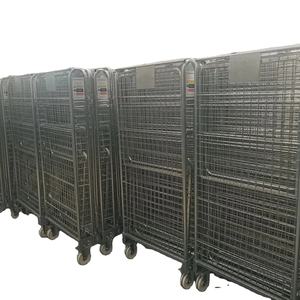 जस्ती <span class=keywords><strong>Foldable</strong></span> भंडारण रोलिंग पिंजरे गाड़ी तार जाल ट्राली - Product Image 2