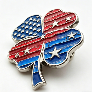 Custom Four-Leaf Clover Alloy Hard Enamel for Nickel Plated Patriotic Badge Butterfly Clutch for Graduation Anniversary - Product Image 6