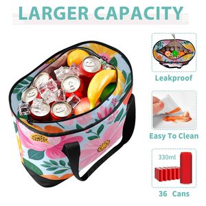 Sac à déjeuner isotherme floral, sac isotherme imperméable, sac de transport thermique avec fermeture éclair pour le stockage des aliments, pour les voyages, les pique-niques, la plage - Product Image 4