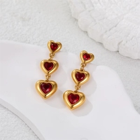 Pendientes de Zirconia en Forma de Corazón de Acero Inoxidable Chapado en Oro de 18K con Certificación CE, Regalo para el Día de San Valentín