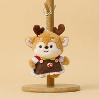 Porte-clés en peluche renne Kawaii avec vêtements, accessoire de sac animalier esthétique, mini-poupée cerf personnalisée, fourniture de cadeaux de fête sur mesure