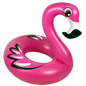 Tabung berenang flamingo tiup merah muda vinil kustom pabrik cincin renang berbentuk burung tahan lama plastik mengembang