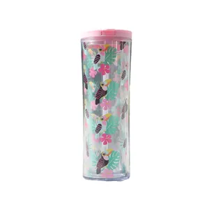 High Quality 20oz Double Wall Plastic Straight Tumblers With Straw Healthy And Lovely Mugs With Straws