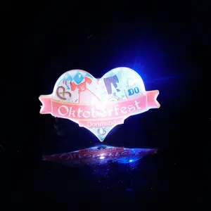 Ismart Customized Cute Badges LED Light Up Heart Brooch Pins For Valentines Day