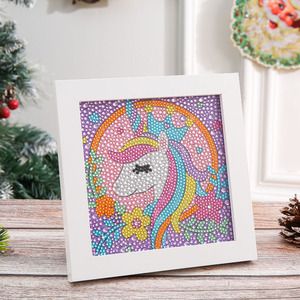 Cadeau pour enfants enfants <span class=keywords><strong>diamant</strong></span> peinture dessin animé <span class=keywords><strong>licorne</strong></span> Animal <span class=keywords><strong>diamant</strong></span> mosaïque peinture avec cadre bricolage décor à la maison - Product Image 3