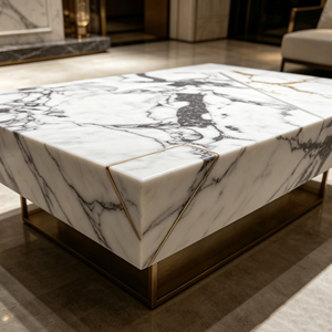 Table basse en <span class=keywords><strong>quartz</strong></span> de style européen moderne, fabriquée à la main, avec des détails sculptés antiques pour le salon - Product Image 3
