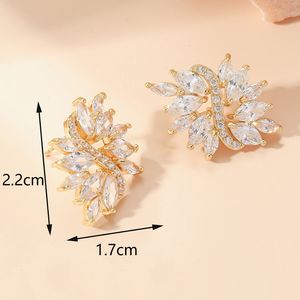 Flower Shape Stud <b>Earrings</b> Gold And <b>Silver</b> Micro Insert Women's Fashion <b>Dangle</b> <b>Earrings</b> - Product Image 2