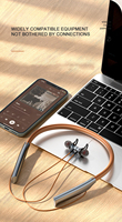 Nouveaux écouteurs sans fil Bluetooth en cuir PU à tour de cou, oreillettes sport sans fil 5.0, casque sans fil