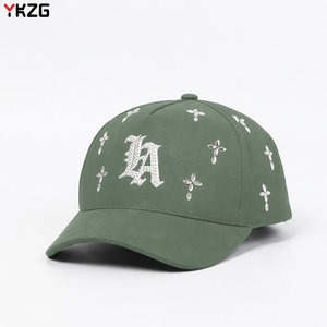 Casquette <span class=keywords><strong>de</strong></span> baseball en coton <span class=keywords><strong>de</strong></span> luxe avec logo personnalisé, broderie 3D gothique LA, strass et croix, style streetwear, vente en gros, marque privée OEM - Product Image 3