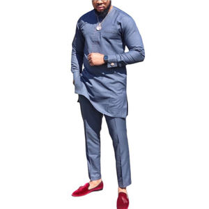 Vêtements africains simples pour hommes, tenue <span class=keywords><strong>2022</strong></span>, costume de gentleman de haute qualité, <span class=keywords><strong>chemise</strong></span> et pantalon, ensemble cargo 2 pièces pour hommes, Dashiki - Product Image 1