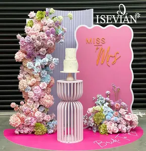 Isevian decoração de parede de flores, arco de seda rosa azul personalizado, suprimentos e decoração de casamento