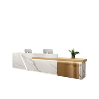 Comptoir de réception minimaliste moderne pour entreprise, salon de beauté, hall d'hôtel, avec matériau en bois pour école, hôpital