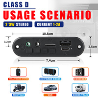Amplificador de 6W, CC 5V, Placa Decodificadora MP3 WMA, Micrófono, Bluetooth 5.0, Audio USB, Radio TF, Receptor FM de 3W, Música para Auto, Grabación MP3 de 3W